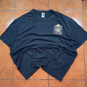 Big & Tall Skull Roses Graphic Tee 3XLT Black Biker Goth Oversized